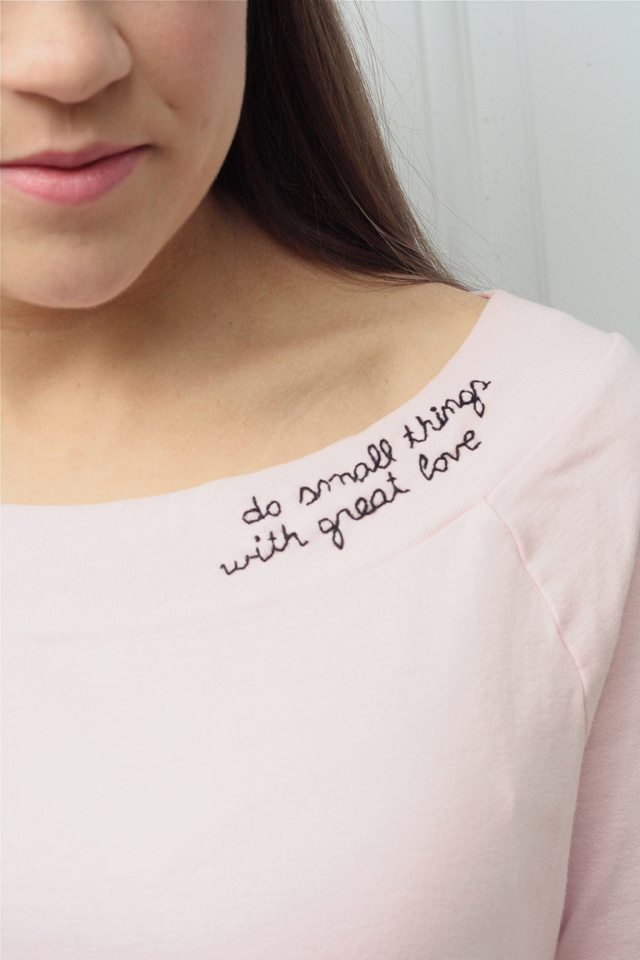 DIY embroidered quote shirt - MISS ELAINI OUS